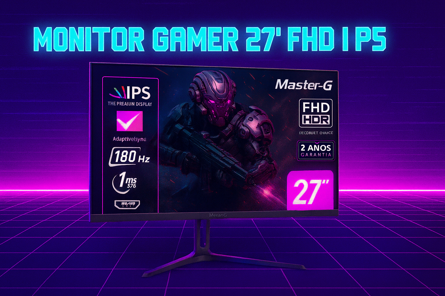Monitor Gamer 27 Fhd Ips Hdr 180hz 1ms Mgmg2740p Master-g Color Negro